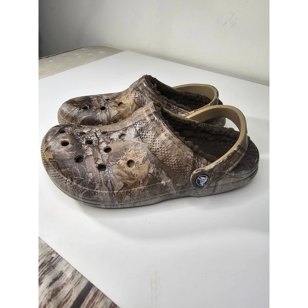 Crocs Classic Lined Clog RealTree Edge Camo Brown Faux Fur Fleece Men 7 Women 9